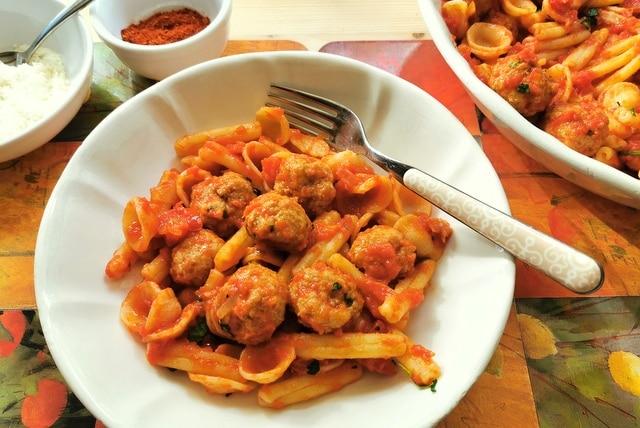 orecchiette with meatballs