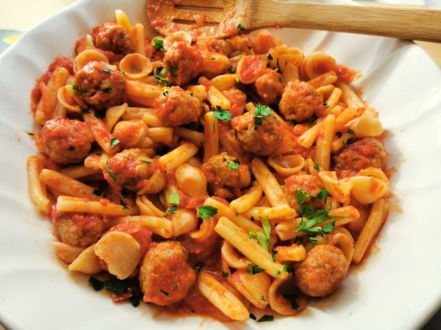 orecchiette with meatballs