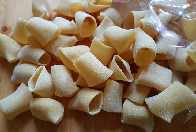 uncooked dried paccheri from Sicily