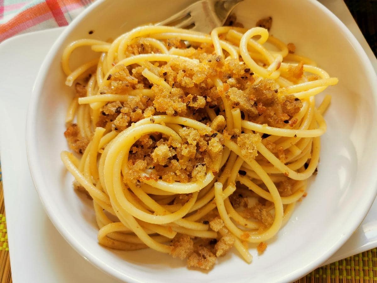 pasta with breadcrumbs.