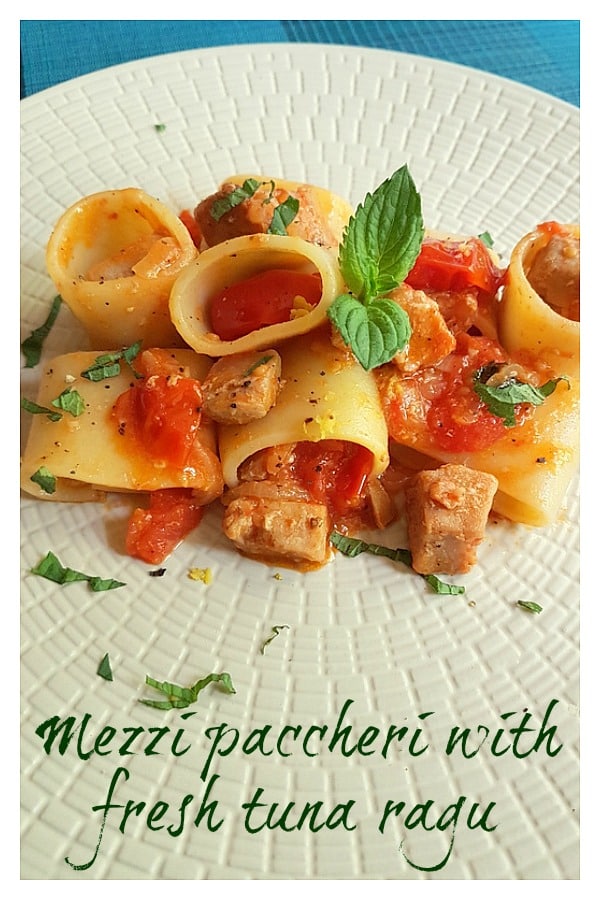 Paccheri with fresh tuna ragu Sicilian pasta recipe The Pasta Project