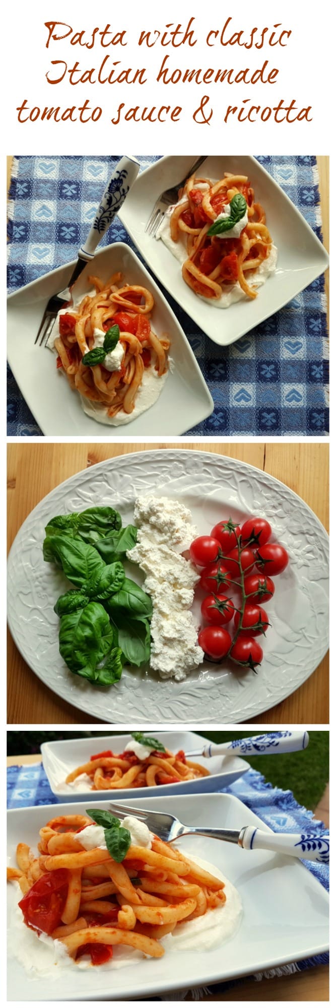 pasta with homemade tomato sauce and ricotta