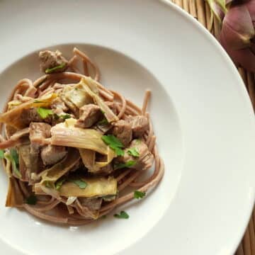 pasta with lamb and artichokes