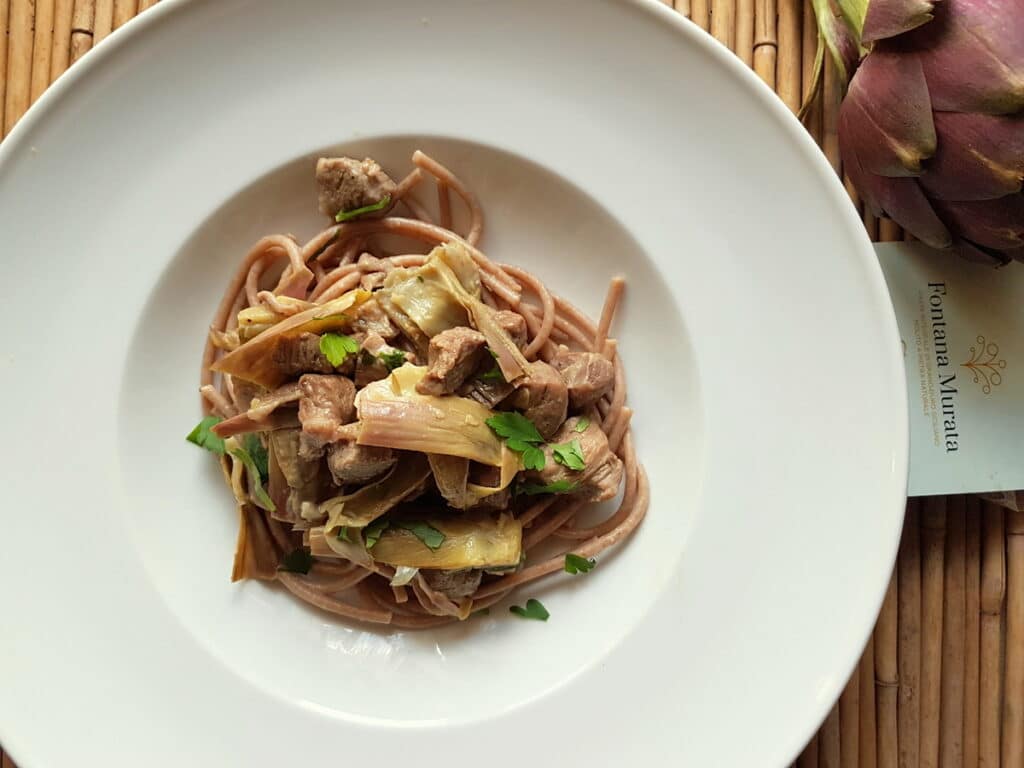 pasta with lamb and artichokes