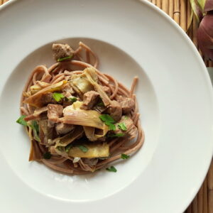 pasta with lamb and artichokes