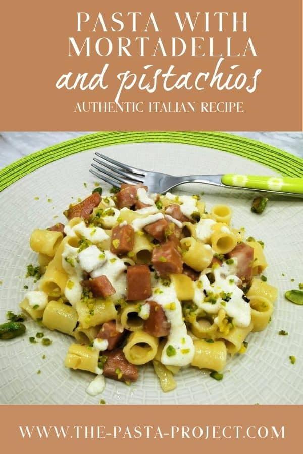 pasta with mortadella and pistachios