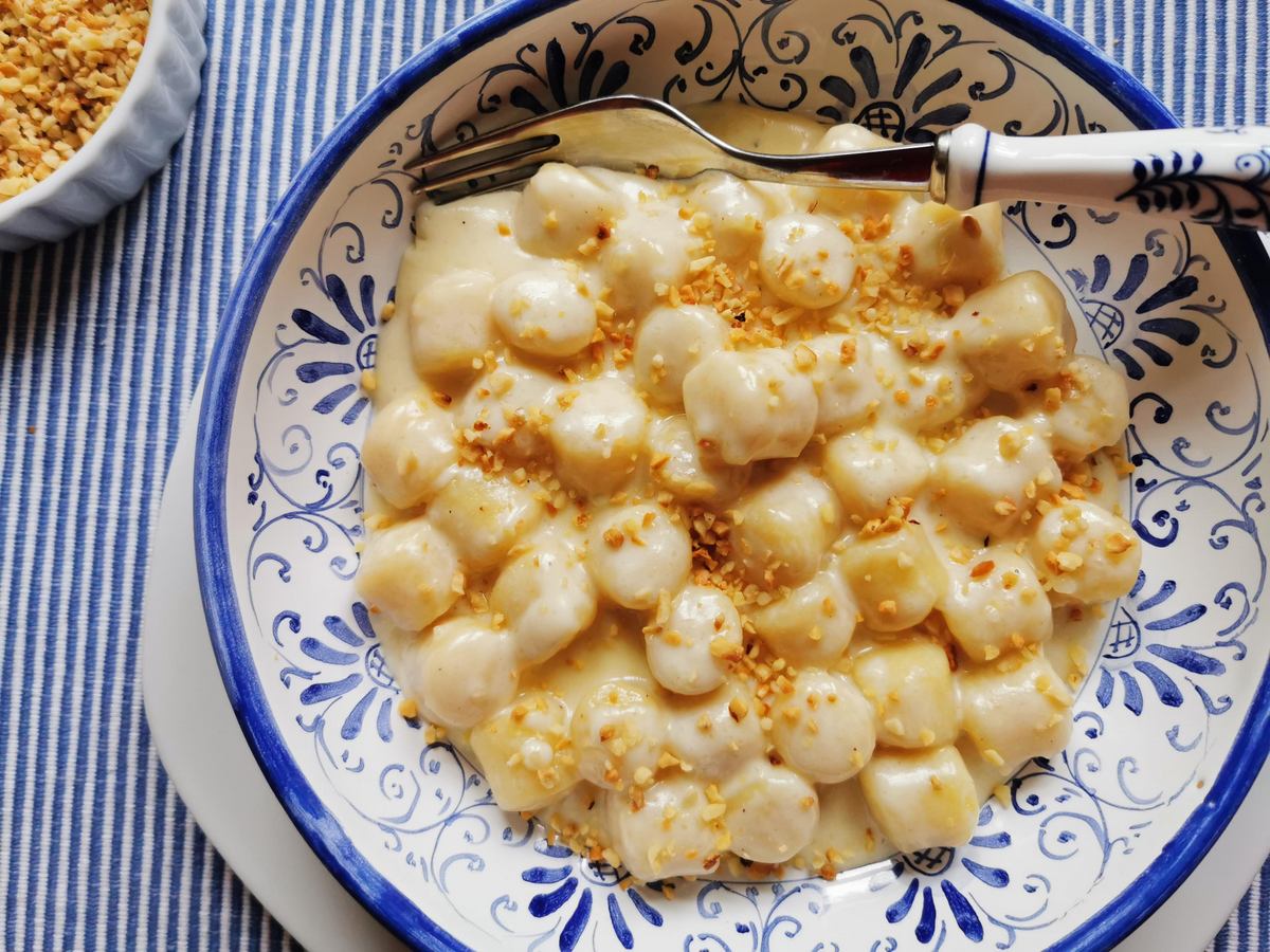 Potato gnocchi with Castelmagno cheese from Piemonte.