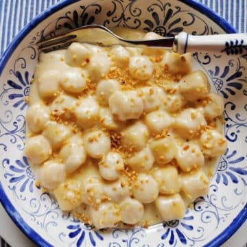 Potato gnocchi with Castelmagno cheese.