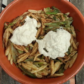 puntarelle pasta with burrata