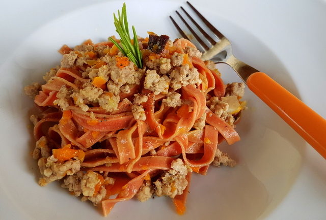 red wine pasta from Barolo with white ragu