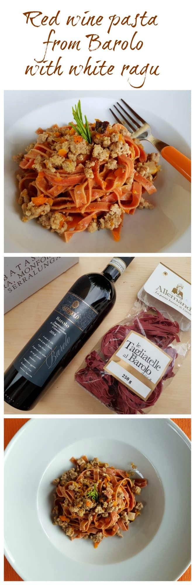 red wine pasta from Barolo with white ragu