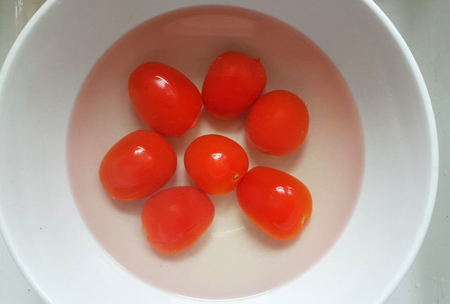 fresh tomatoes blanched in boiling water