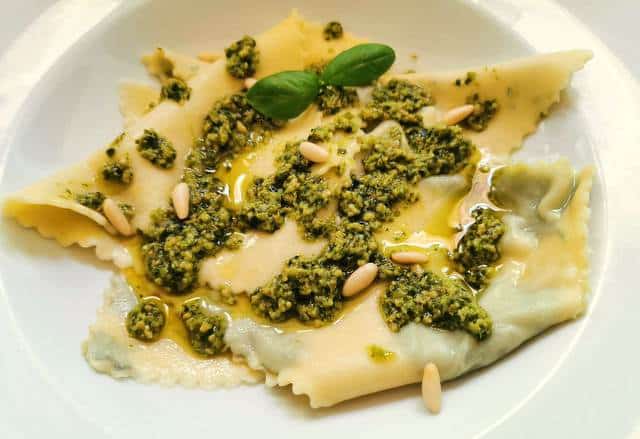 silk handkerchief pasta with pesto fazzoletti di seta