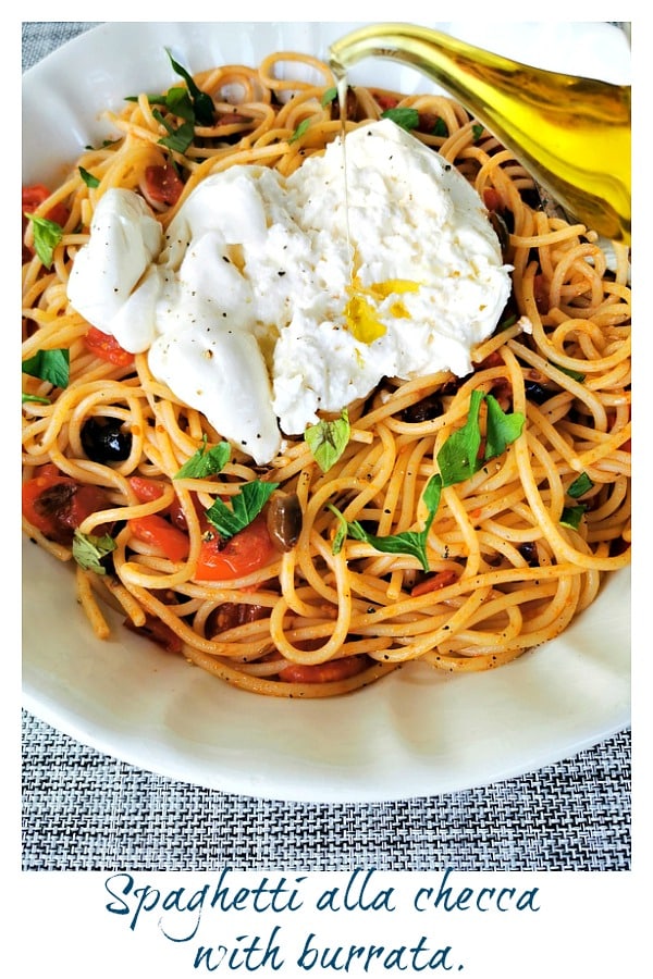 spaghetti alla checca with burrata