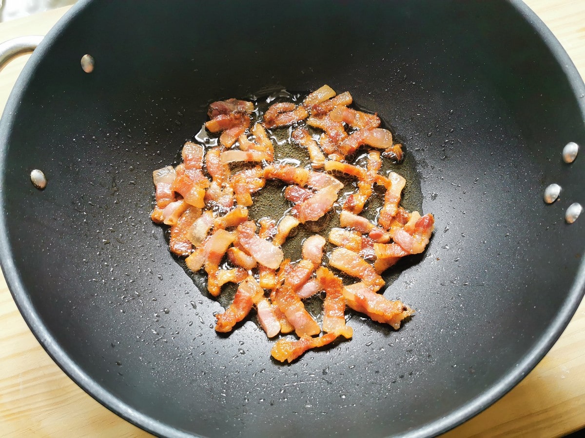 Guanciale that has been fried until crispy.
