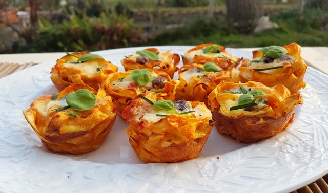 tagliatelle pasta muffin nests 