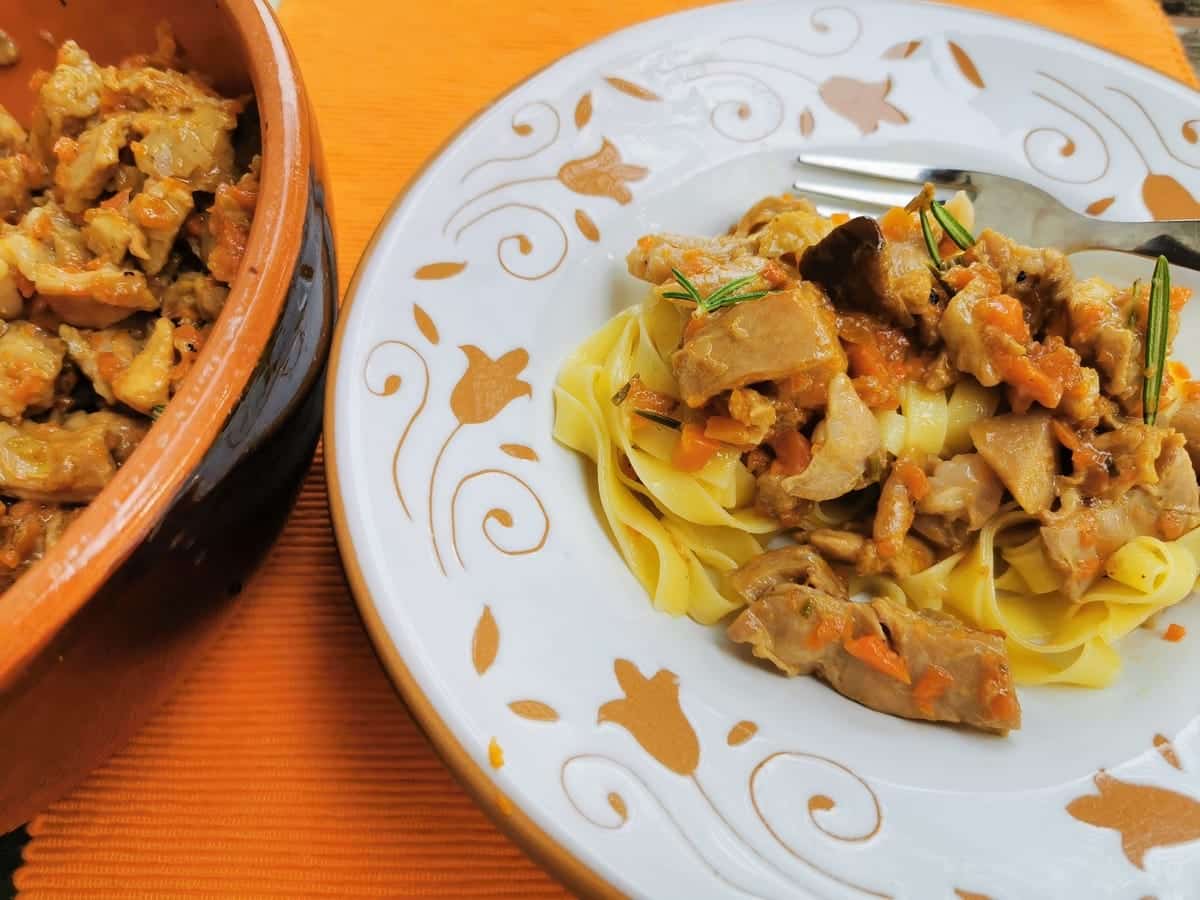 tagliatelle with rabbit. pasta recipe from Marche.