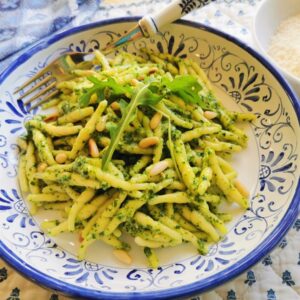 trofie pasta with rocket pest (arugula)