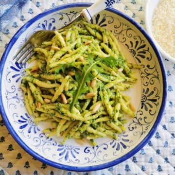 trofie pasta with rocket pesto