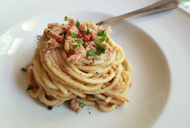 tuna and anchovy vermicelli alla campolattaro 