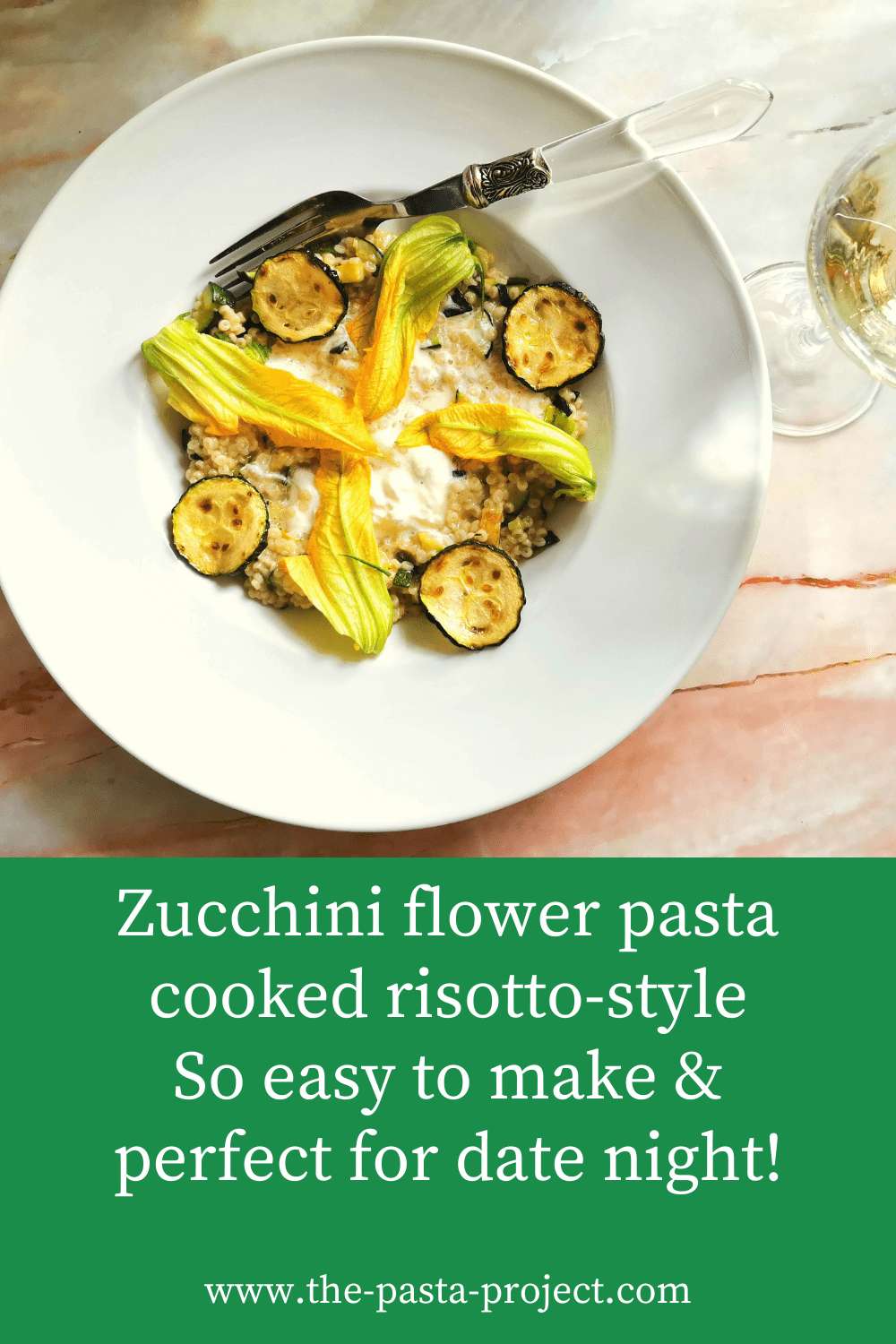 Zucchini flower pasta risotto style